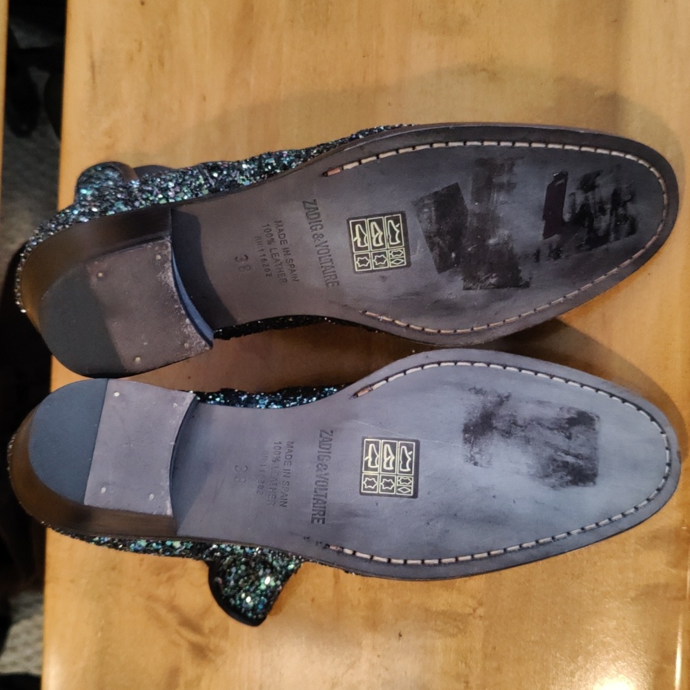 Zadig & Voltaire boots size 38eu/7.5 us Rn116202 blue silver and black glitter - Picture 8 of 11